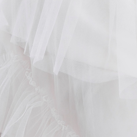 BCBGMAXAZRIA White Oly Tiered Ruffle Tulle Evening Gown - Picture 10 of 10